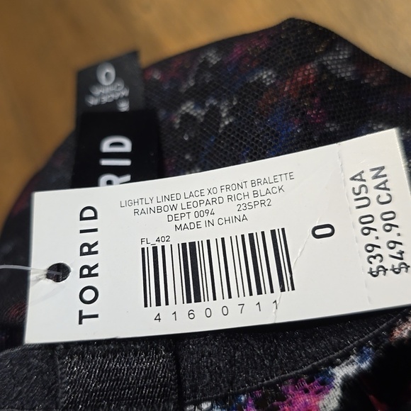 Torrid - XO Front Lace Bralette in Rainbow Leopard Rich Black​​​​ - Picture 7 of 13